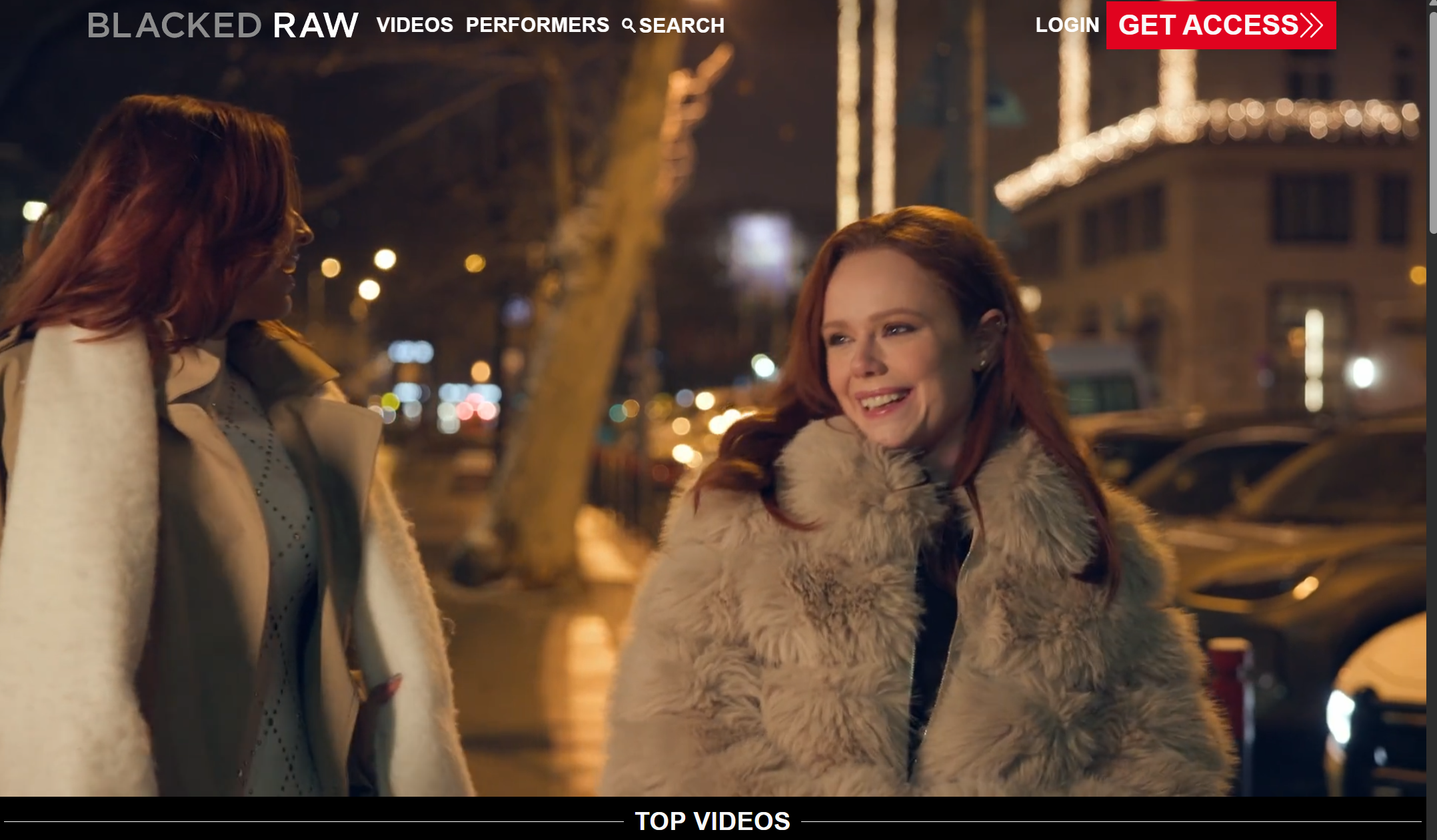 BlackedRaw homepage with videos performers search login and get access navigation