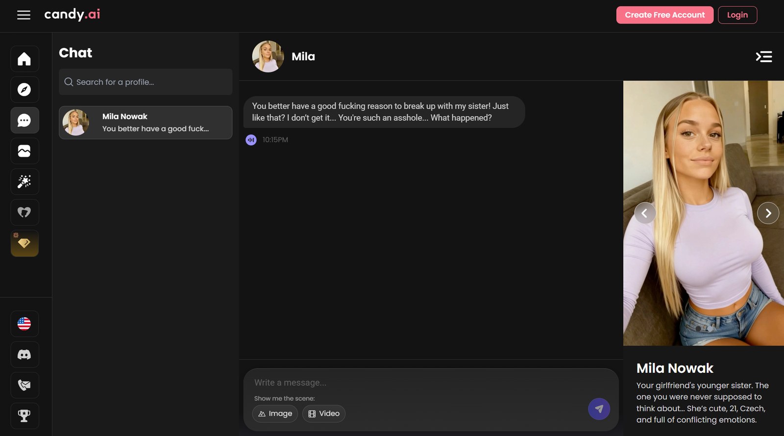 Candy AI Chat mit KI-Freundin und Bild-Prompts