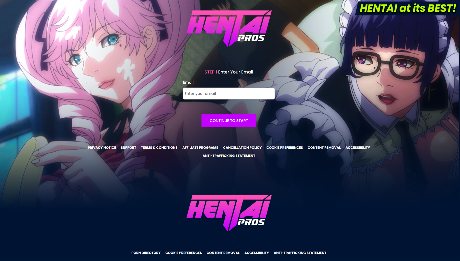 Hentai Pros Network captura de interfaz premium