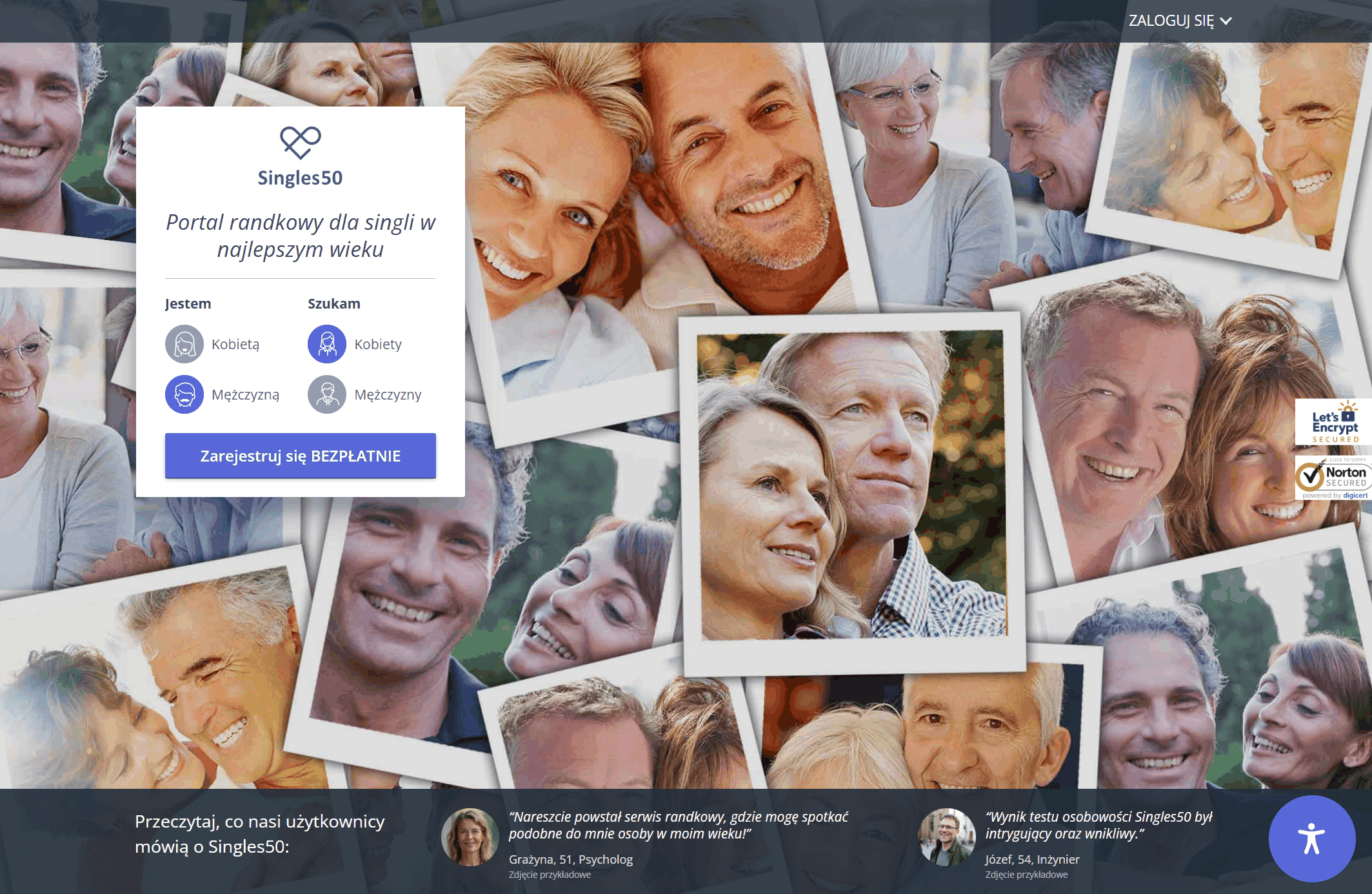 Singles50 recenzja i ekran rejestracji w Polsce