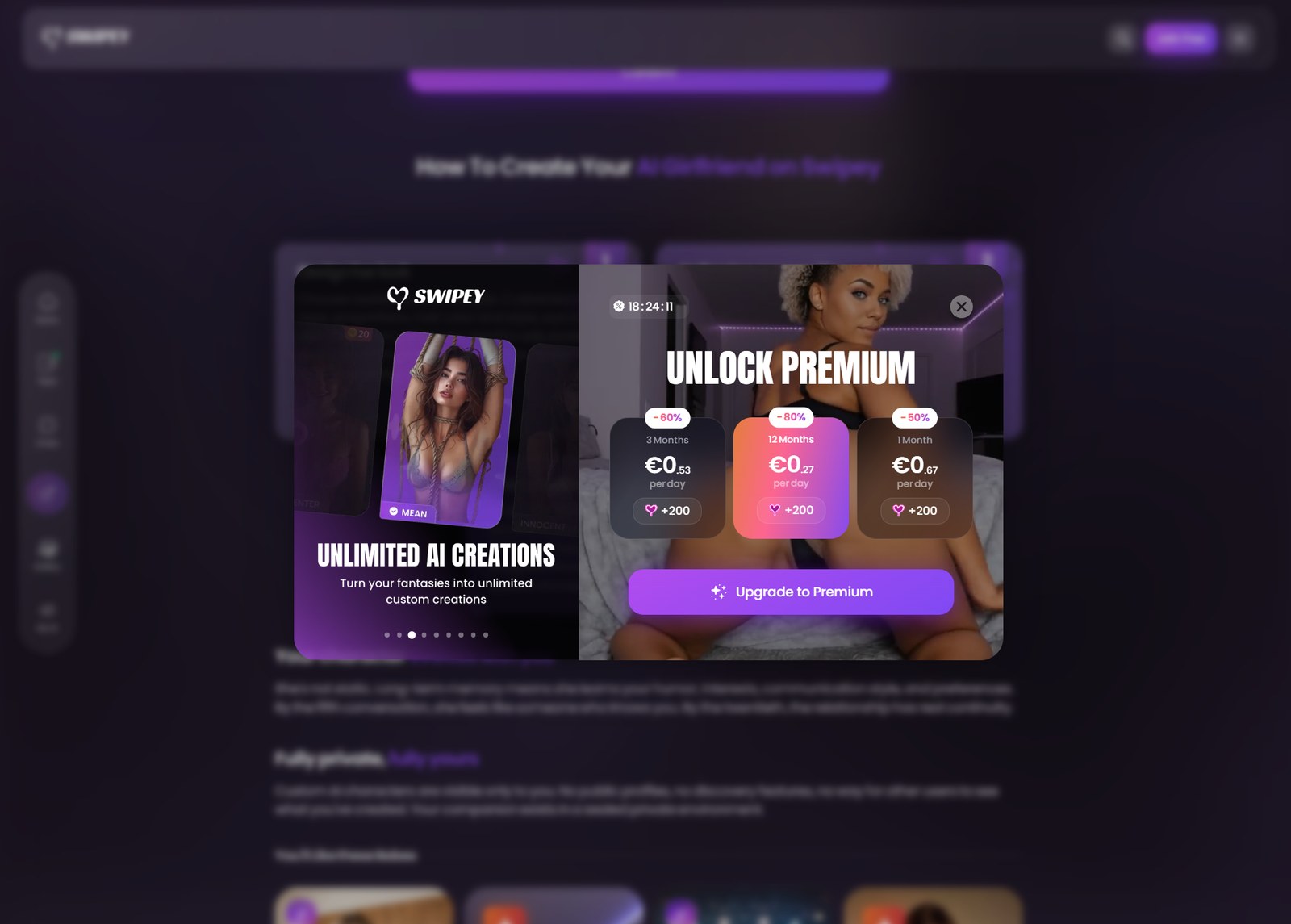 Modal Premium de Swipey